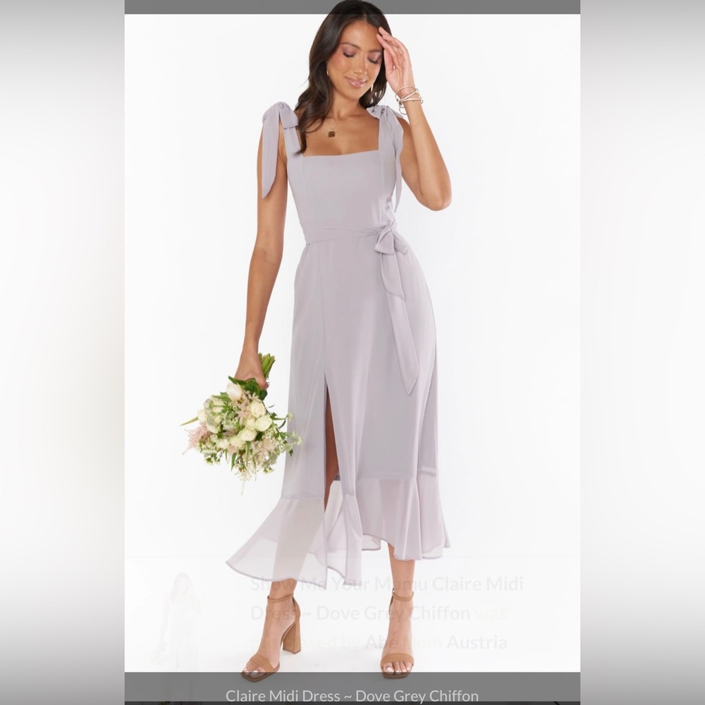 New Show Me Your Mumu Claire Midi dress-Dove grey chiffon